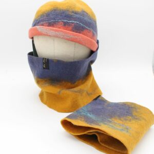 Tour de cou en laine mérinos d'arles - teinture végétale - bicolore